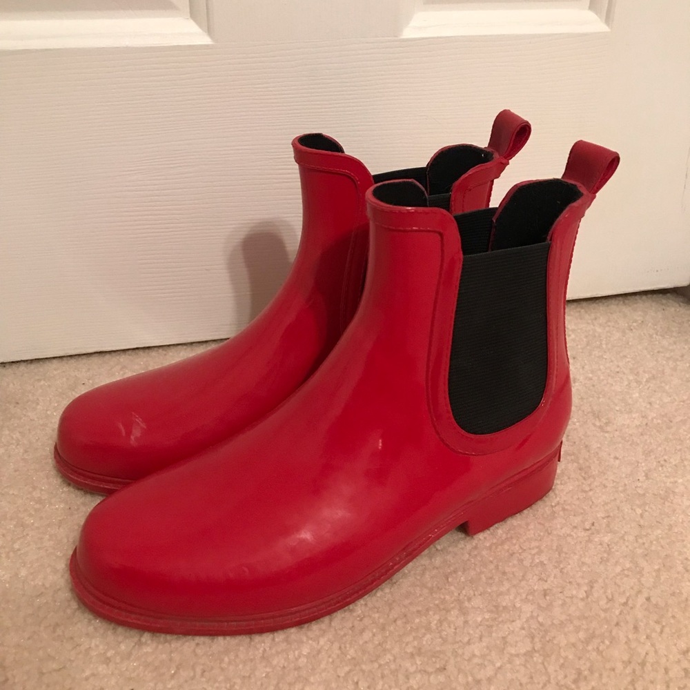 Red rain boots